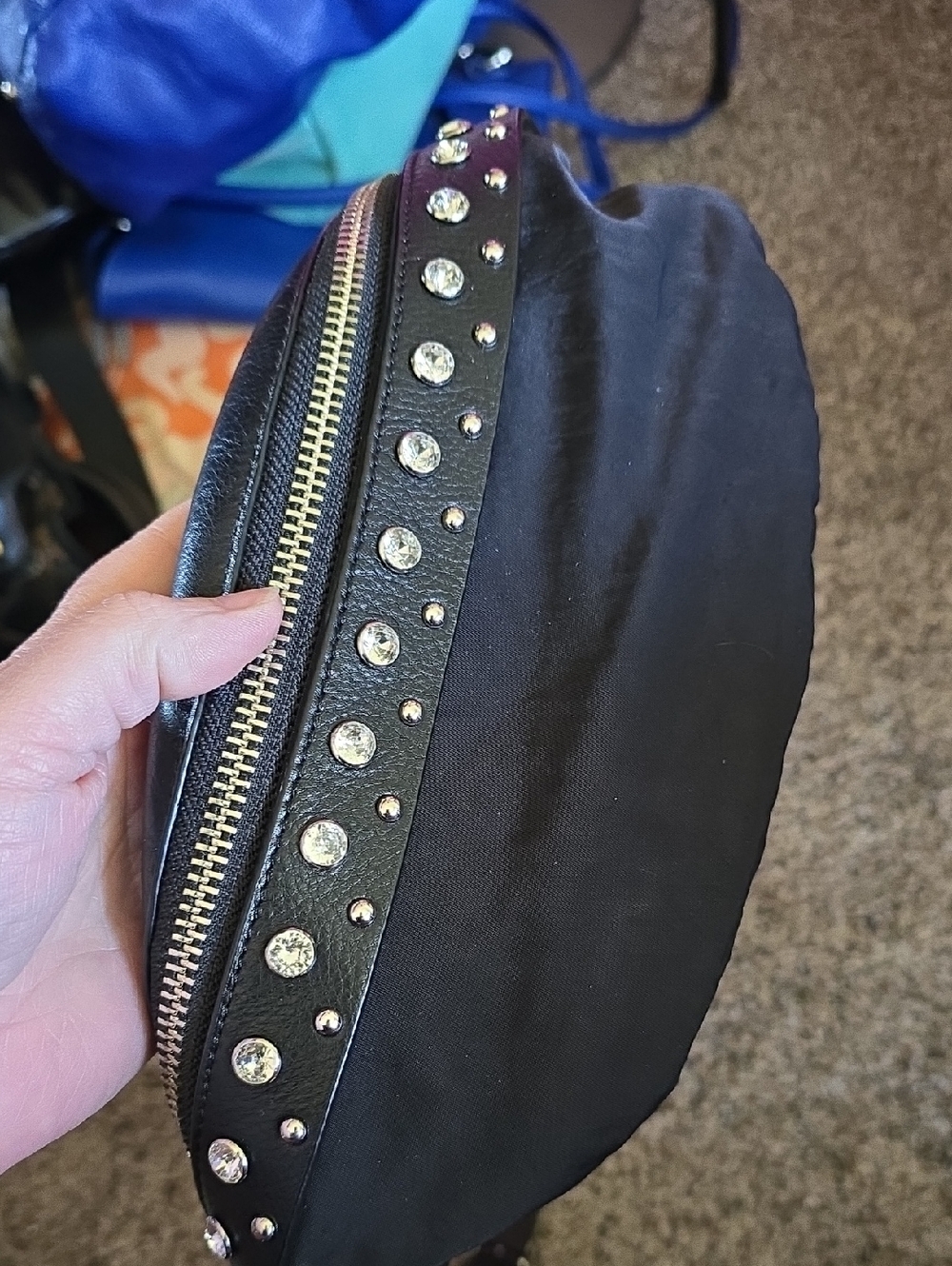 Rebecca Minkoff Black Leather Logo Interior Crossbody